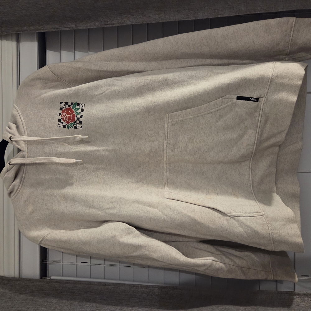 Vans Cream Hoodie with Rose Graphic